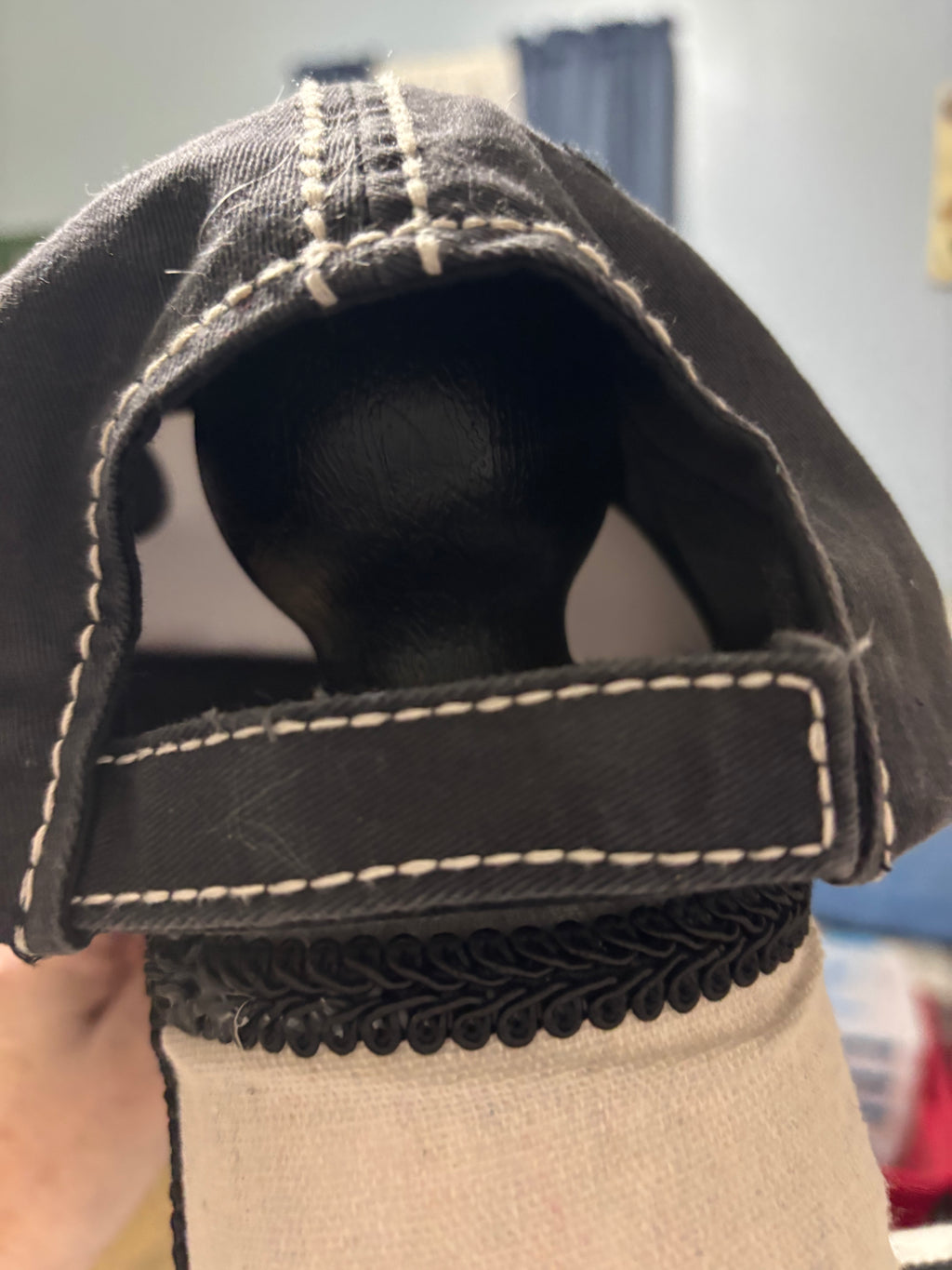 Black distressed I run on caffeine and kisses ballcap